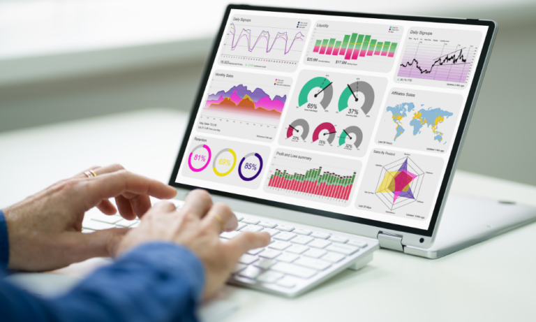 Charts visualizing higher ed event ROI metrics using Salesforce data, demonstrating event impact on student recruitment and alumni engagement