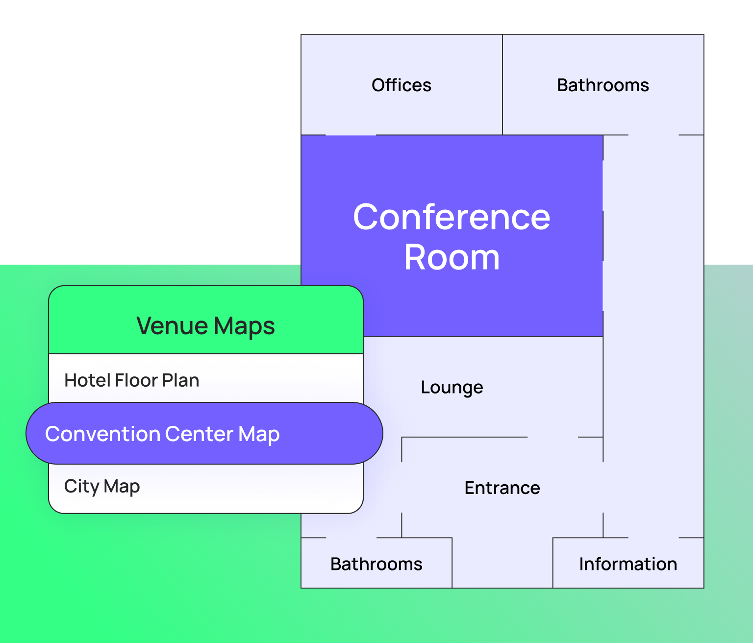 Event venue map displayed in the Blackthorn Event Navigator Salesforce mobile app.